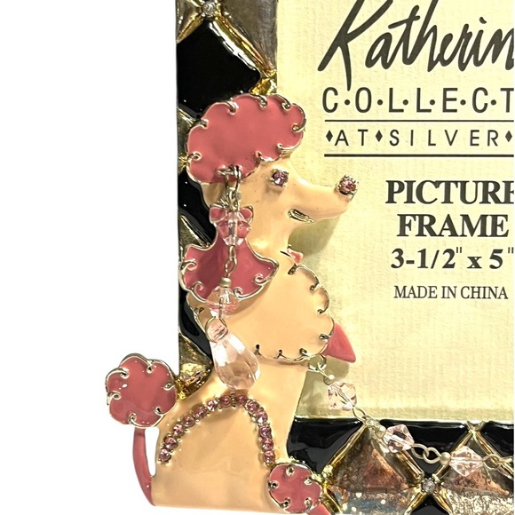 Pink poodles on black and silver diamond enamel & bling picture frame 3 1/2 x 5” - Picture 10 of 10